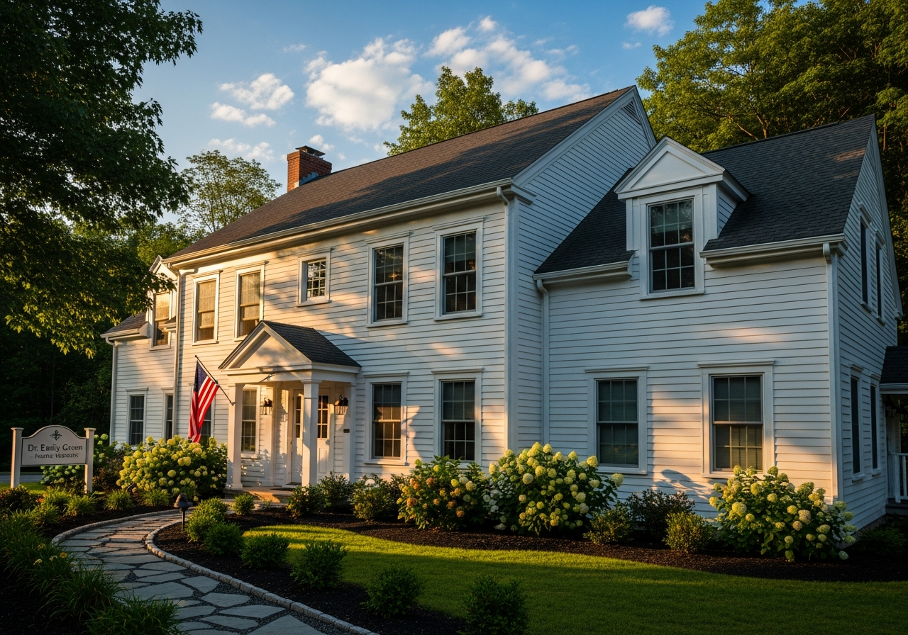 The white building housing Family Practice Associates in Dryden, NY